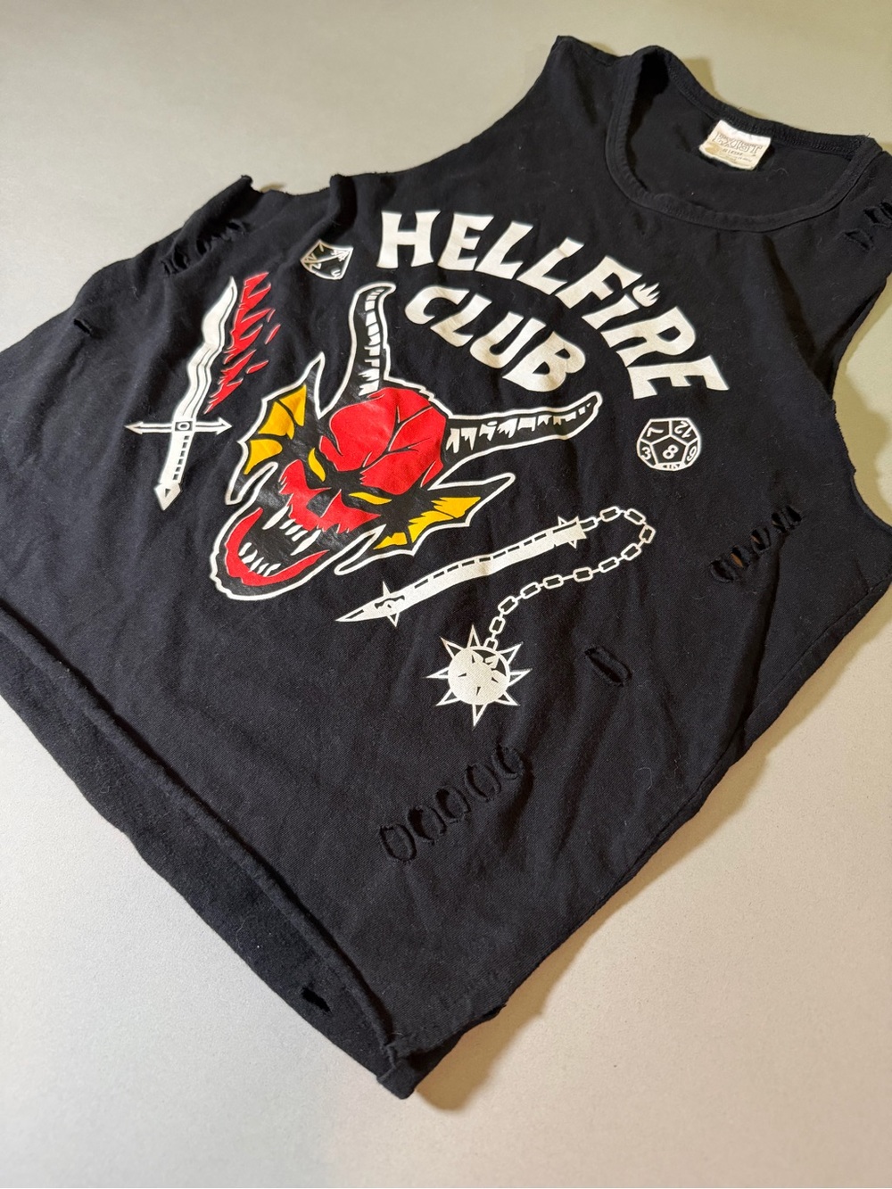 Stranger Things Hellfire Club Distressed & Ripped Sleeveless Top